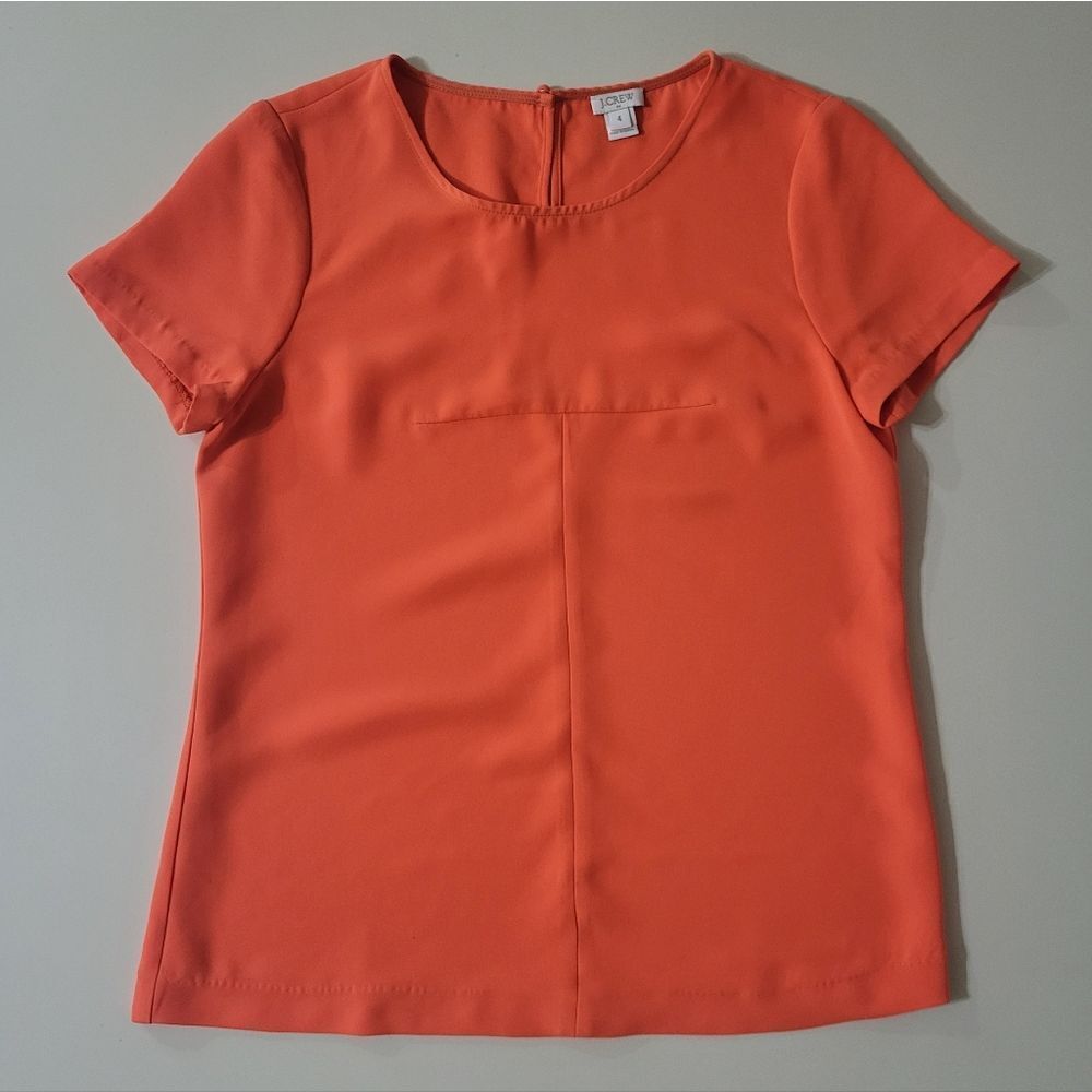 J. Crew Orange Polyester Short Sleeve Blouse